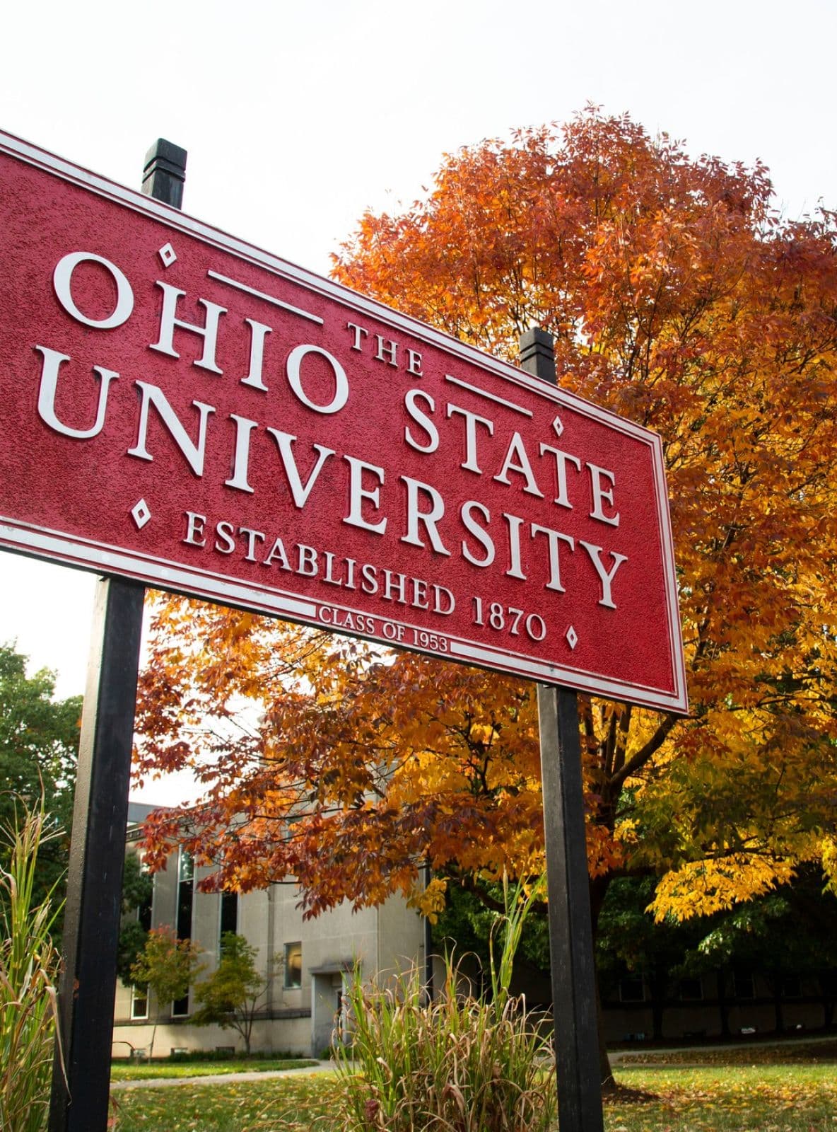 A red sign for the ohio state university