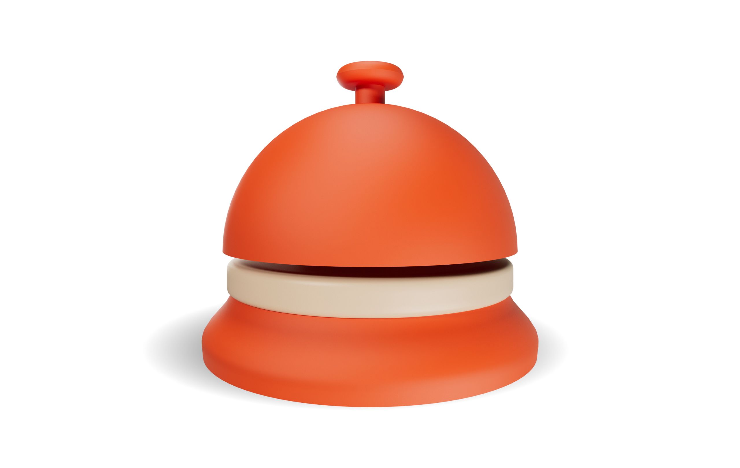 A bell with a red top on a white background.