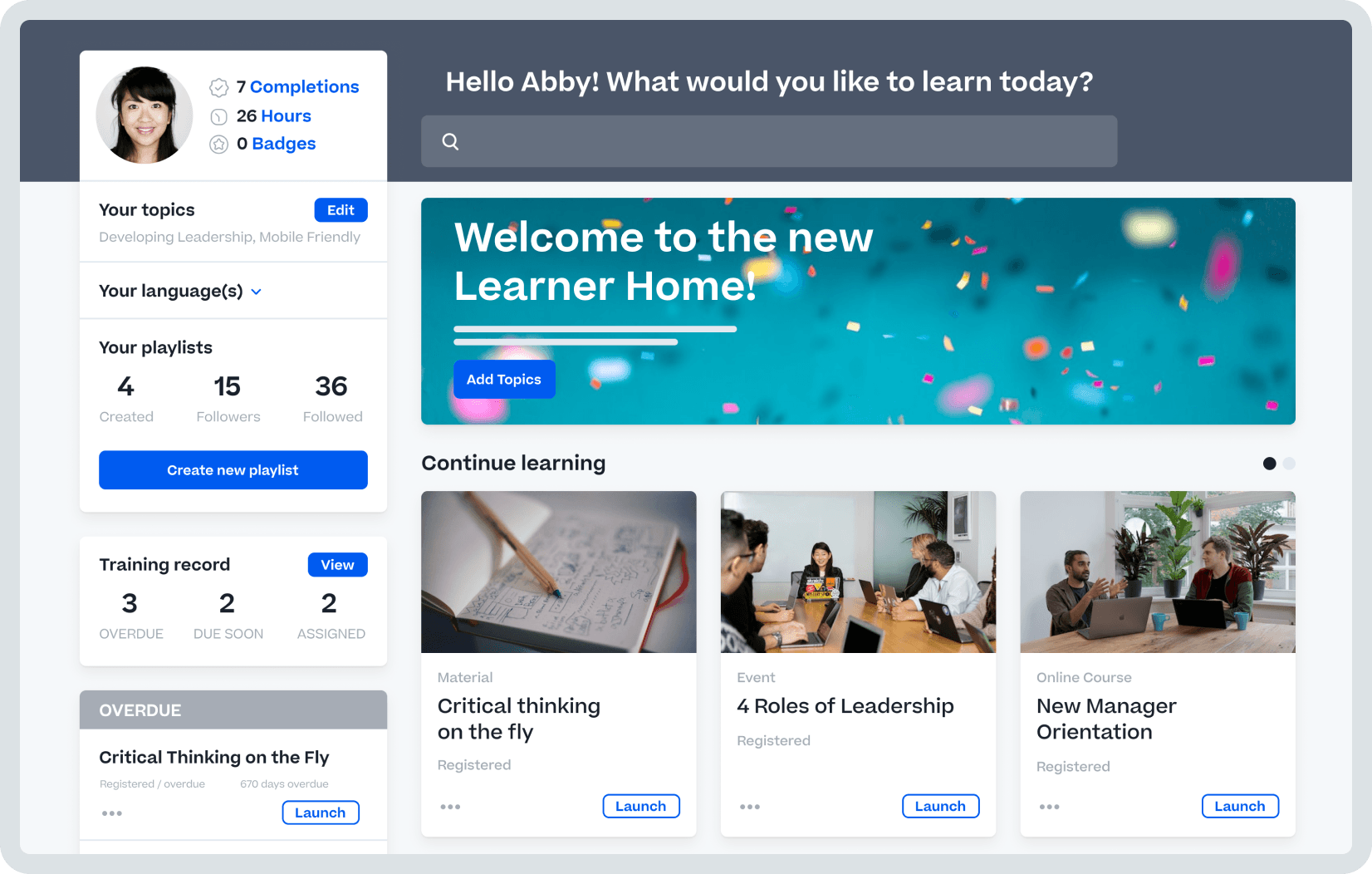 Product screen shot of Cornerstone Learn.